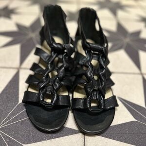 Enzo Angiolini Italian Black Leather Sandals